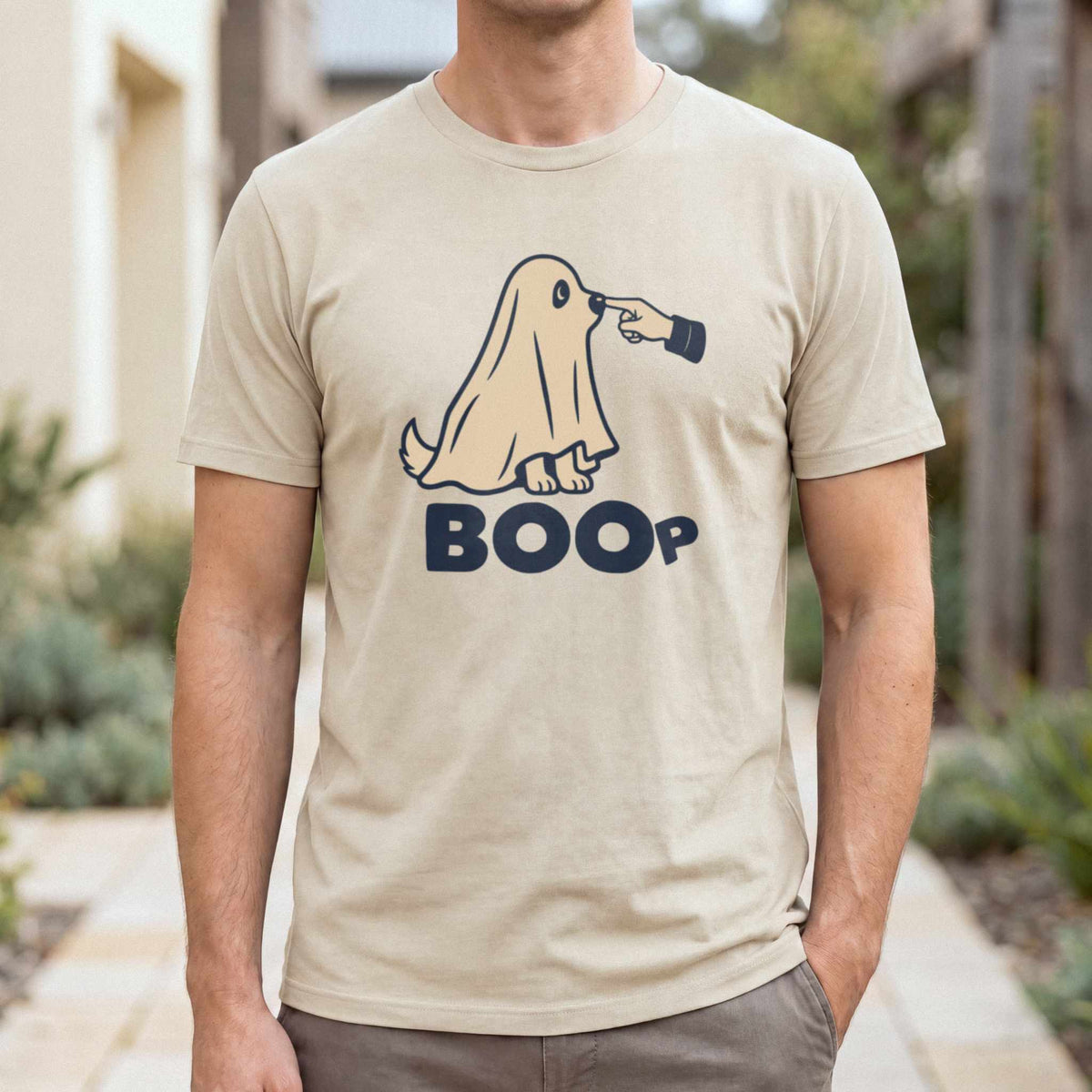 BOOP Ghost Dog T-Shirt — Sand male