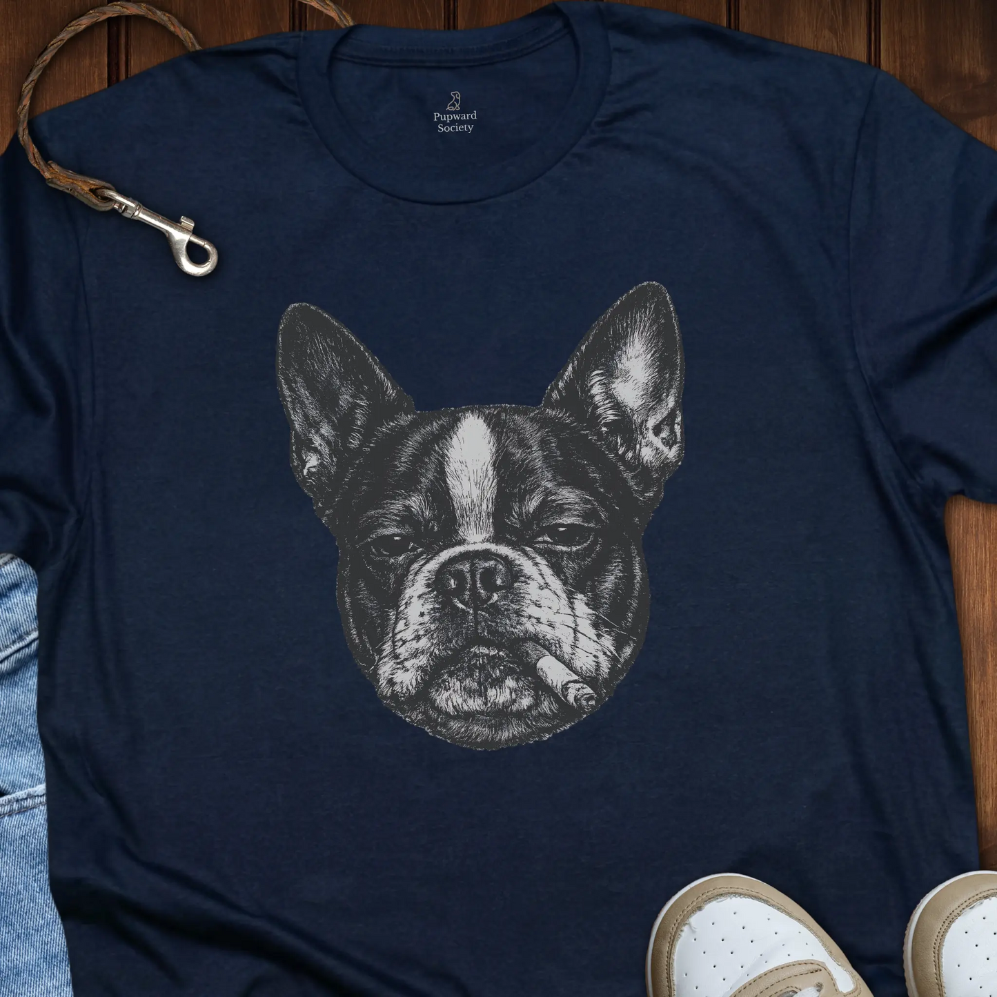 Boston Terrier Smoking Headshot T-Shirt