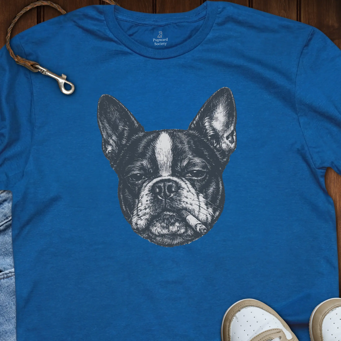 Boston Terrier Smoking Headshot T-Shirt