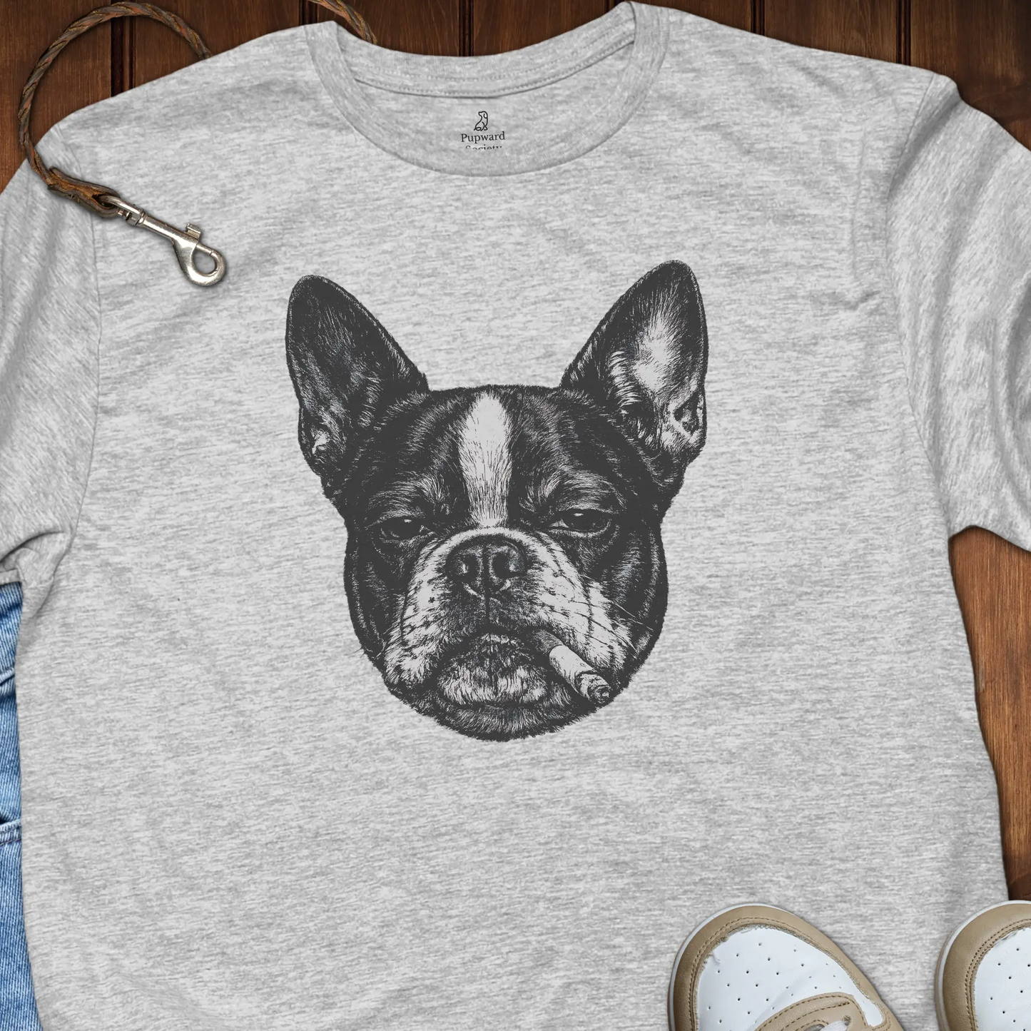 Boston Terrier Smoking Headshot T-Shirt
