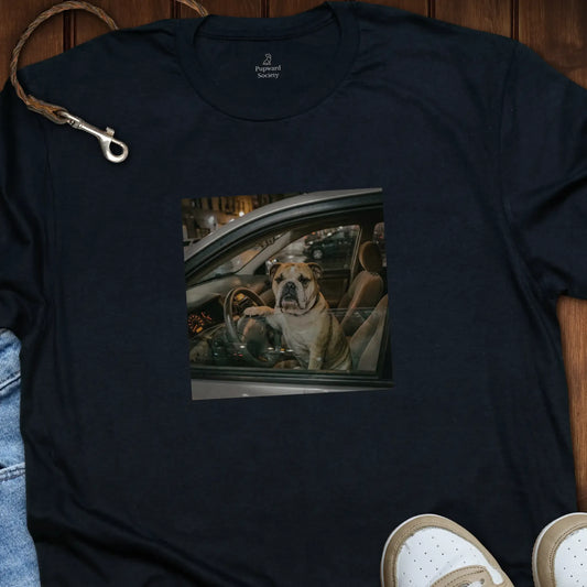 Bulldog Driving Car T-Shirt