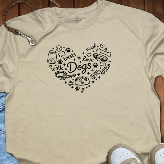 Dog Accessories Heart Collage T-Shirt