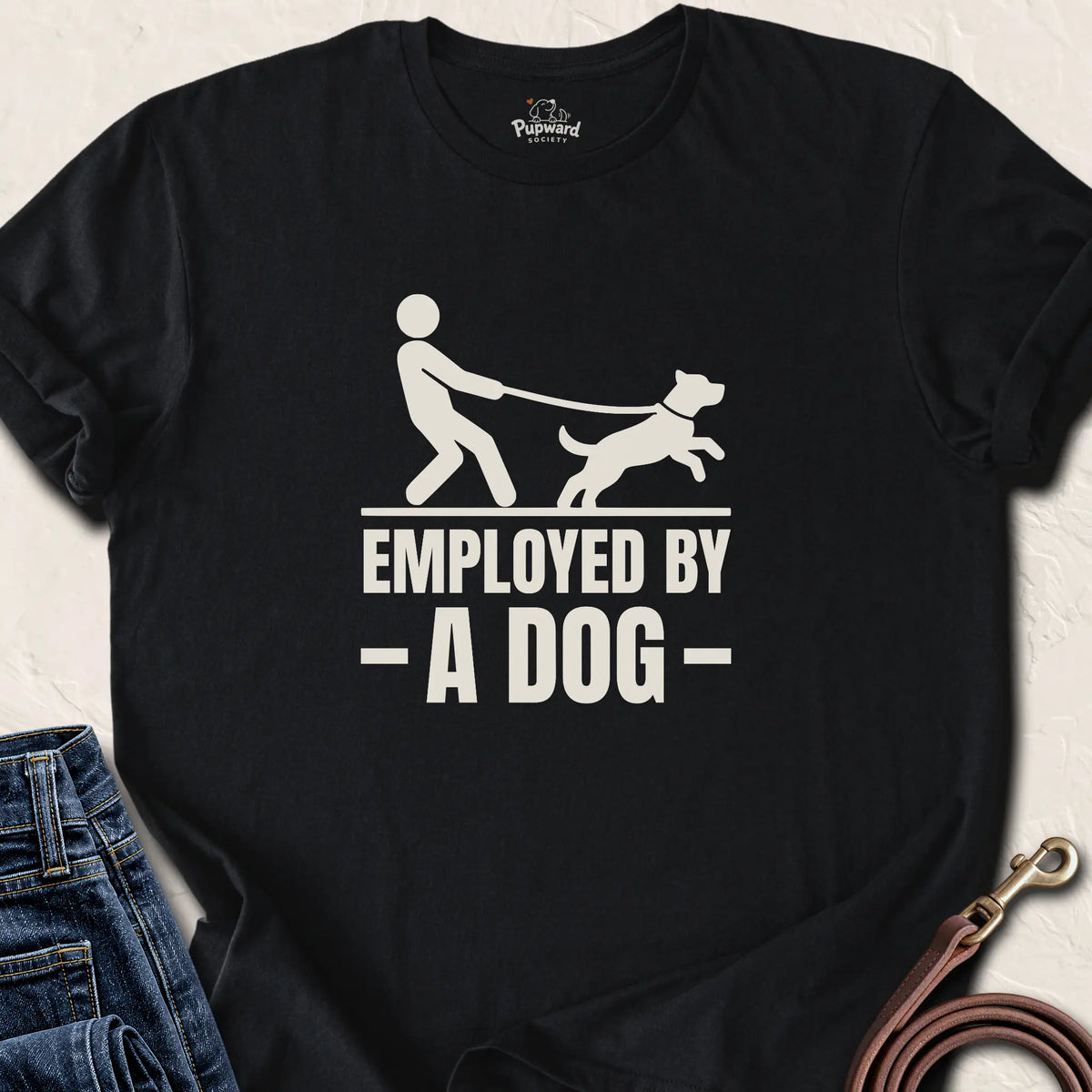 Employed by a Dog T-Shirt — Black standard