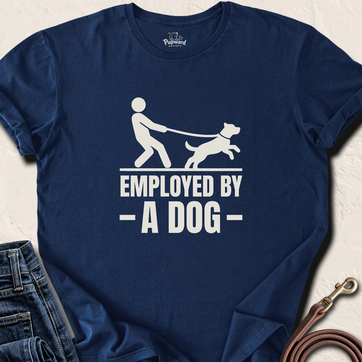 Employed by a Dog T-Shirt — Navy standard