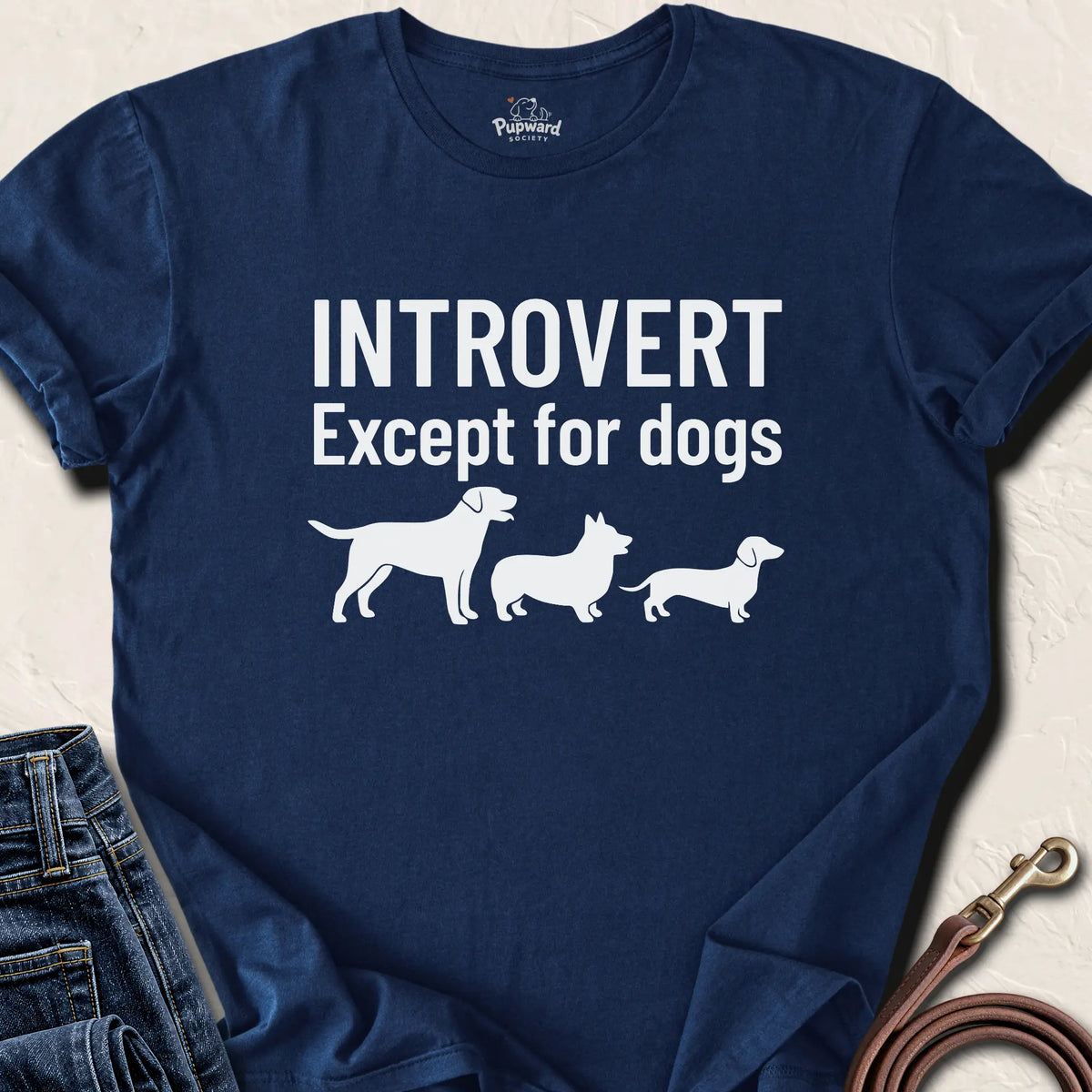 Introvert Except For Dogs — Navy standard