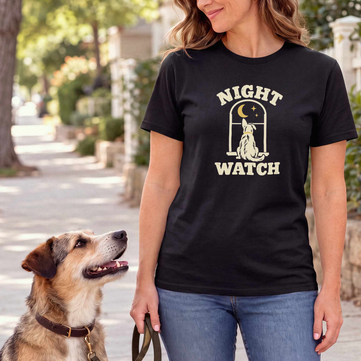 Night Watch Dog T-Shirt — Black female