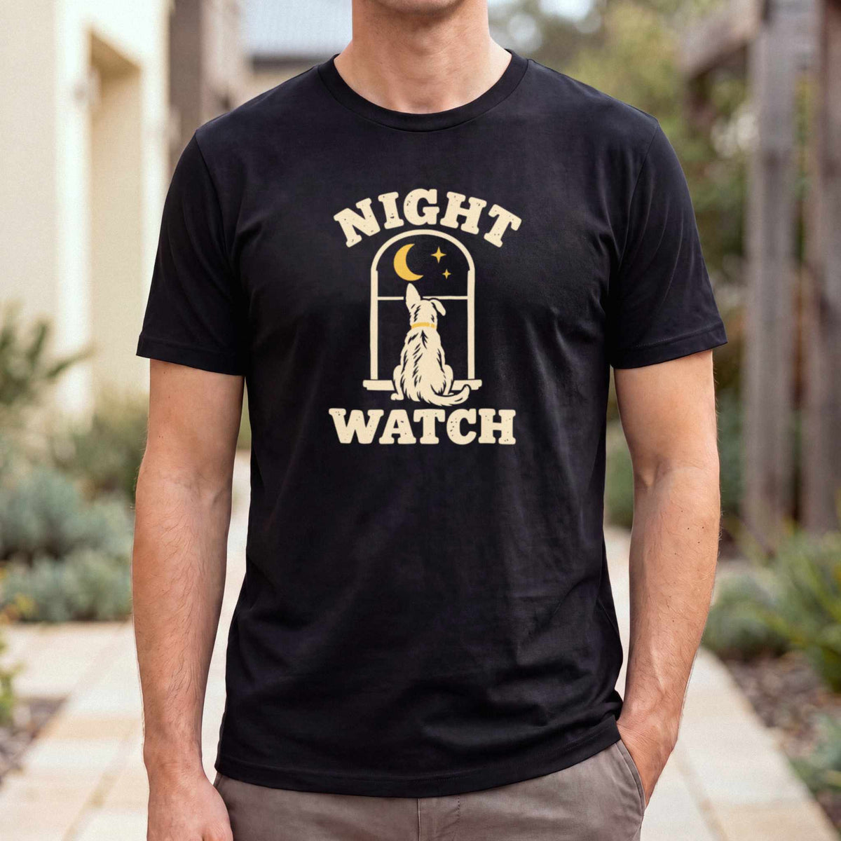 Night Watch Dog T-Shirt — Black male
