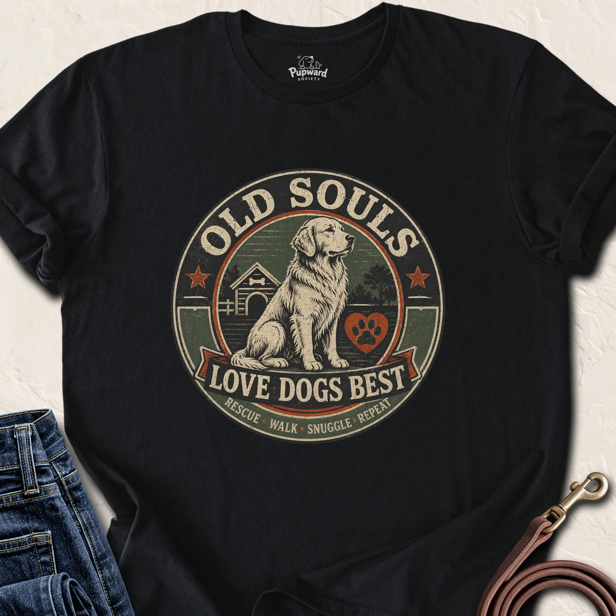 Old Souls Love Dogs Best T-Shirt — Black standard