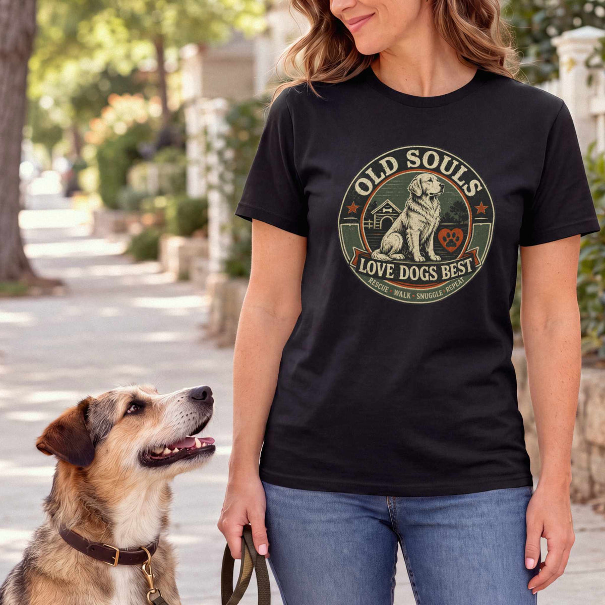 Old Souls Love Dogs Best T-Shirt — Black female