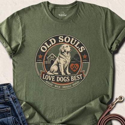 Old Souls Love Dogs Best T-Shirt — Military Green standard