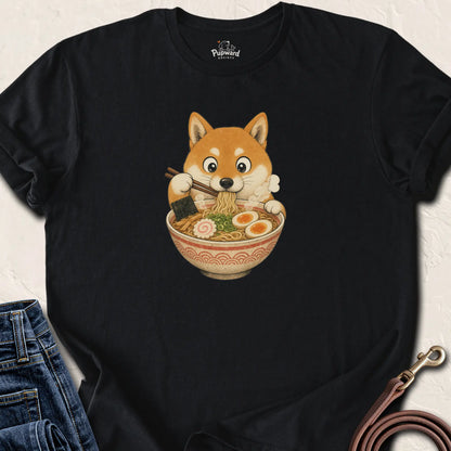 Shiba Eating Ramen T-Shirt — Black standard