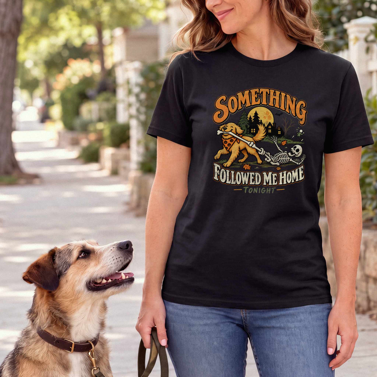 Something Followed Me Home T-Shirt — Black female