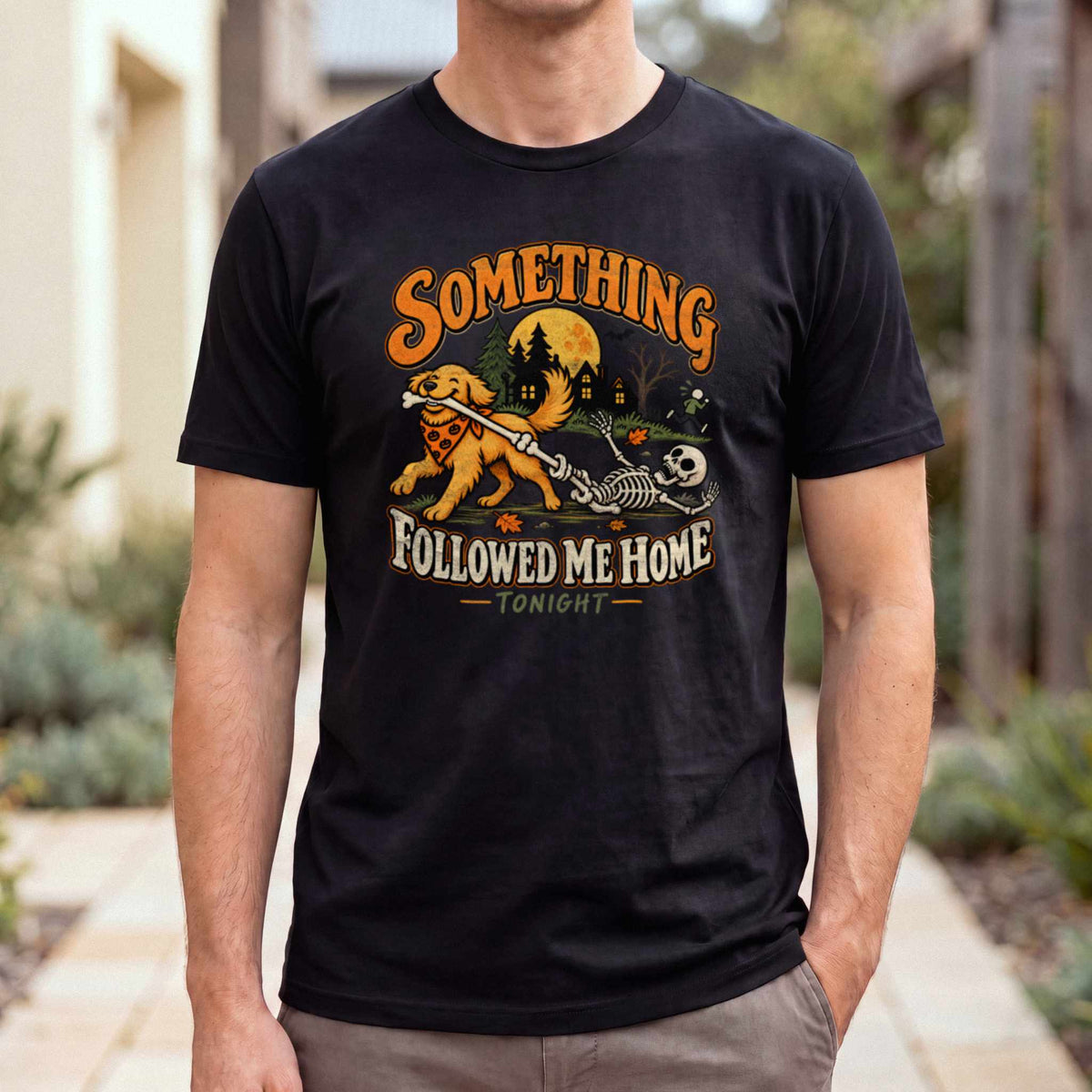 Something Followed Me Home T-Shirt — Black male