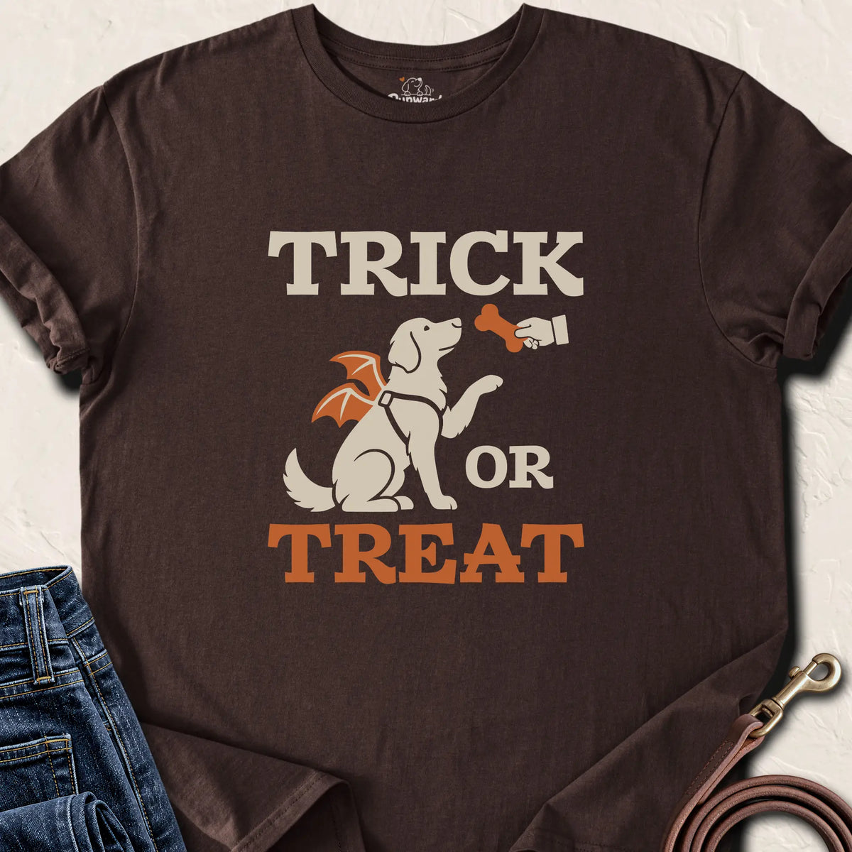 Trick Or Treat Dog T-Shirt — Dark Chocolate standard