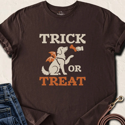 Trick Or Treat Dog T-Shirt — Dark Chocolate standard