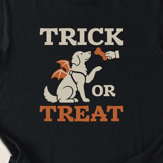 Trick Or Treat Dog T-Shirt — Black zoomed