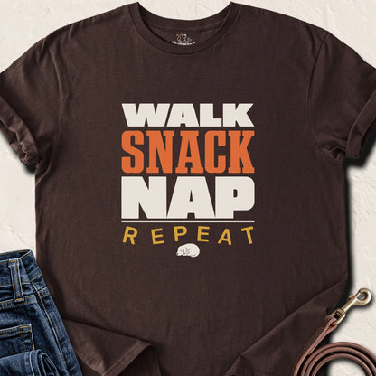 Walk Snack Nap Repeat T-Shirt — Dark Chocolate standard