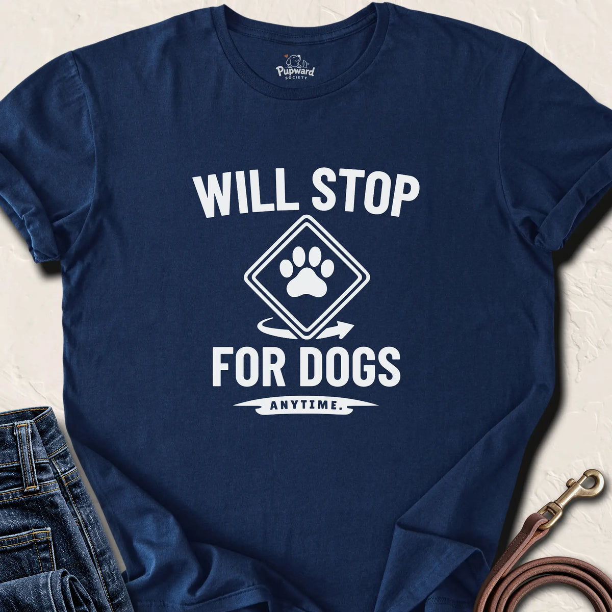 Will Stop For Dogs — Navy standard