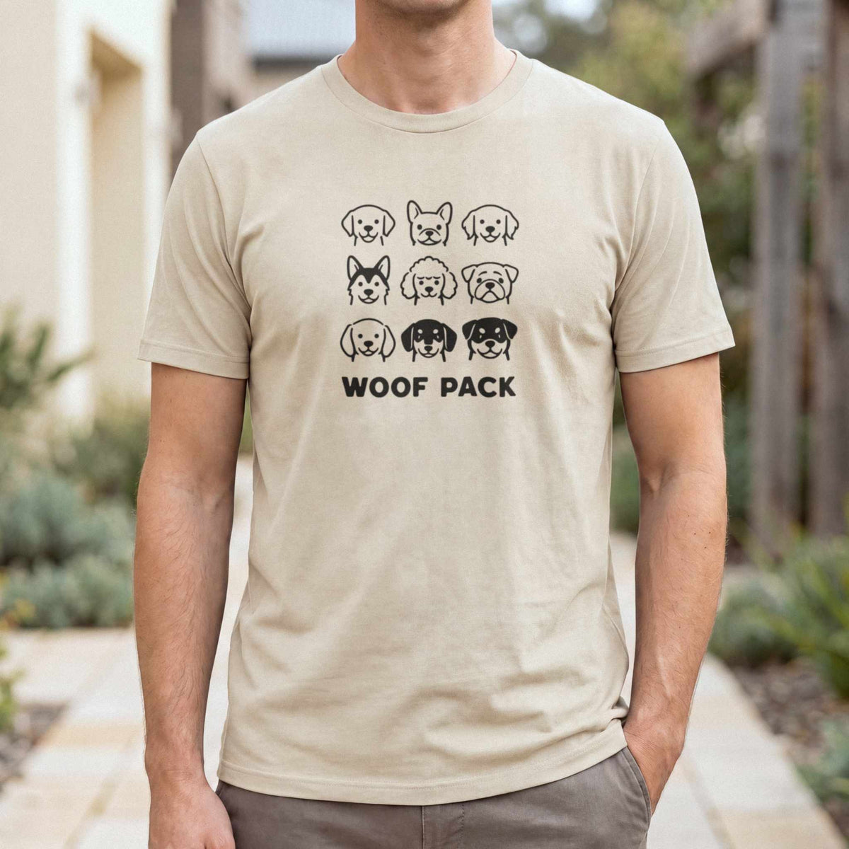 Woof Pack T-Shirt — Sand male