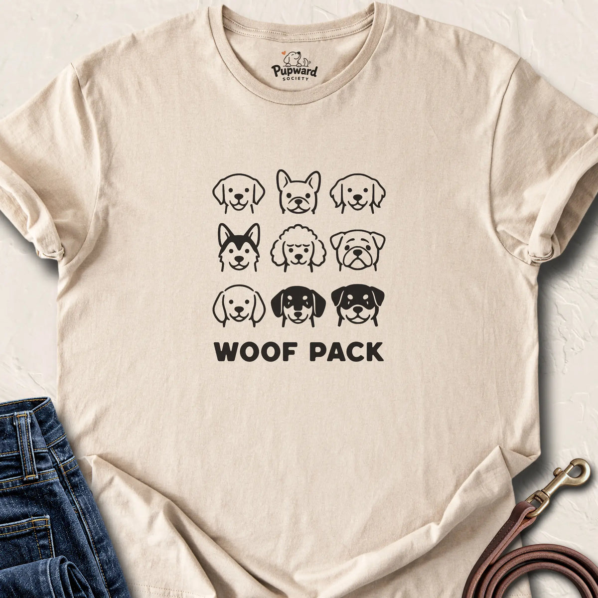 Woof Pack T-Shirt — Sand standard
